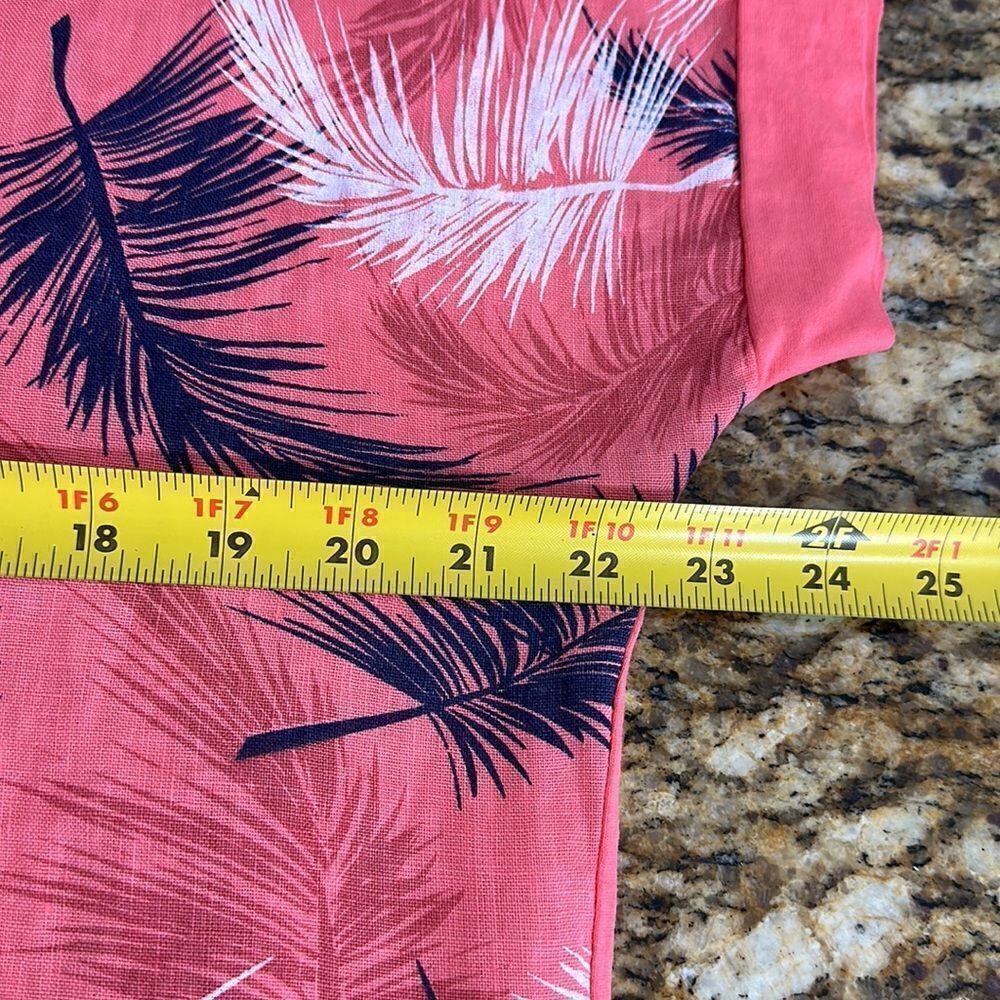 Kaktus Pink Feather Print Multi Media Linen Cotton Top Size S - Picture 8 of 9